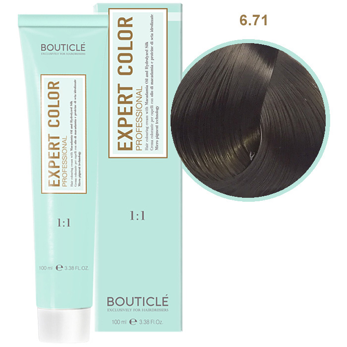 Краска для волос 6.71 Темно-русый коричнево-пепельный Bouticle Expert Color, 100 мл